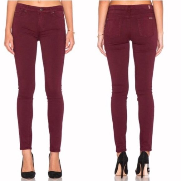 7 For All Mankind burgundy skinny jeans size 26